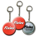 2" Round Metallic Key Chain w/ 3D Lenticular Changing Color Effects - Red/White (Custom)